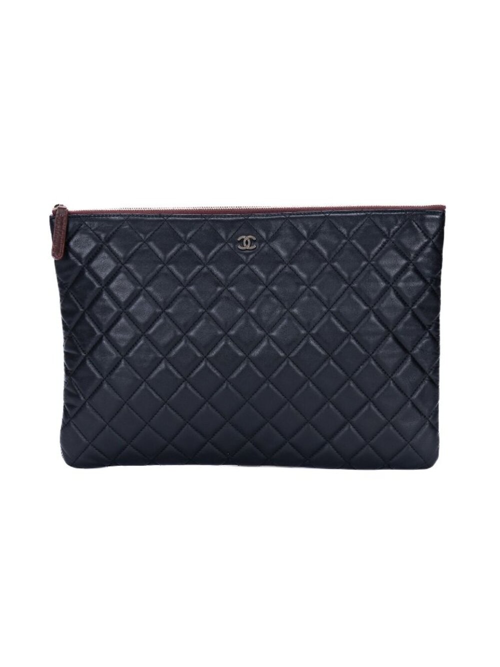 Chanel Large Case Clutch Black Quilted Lambskin Leather